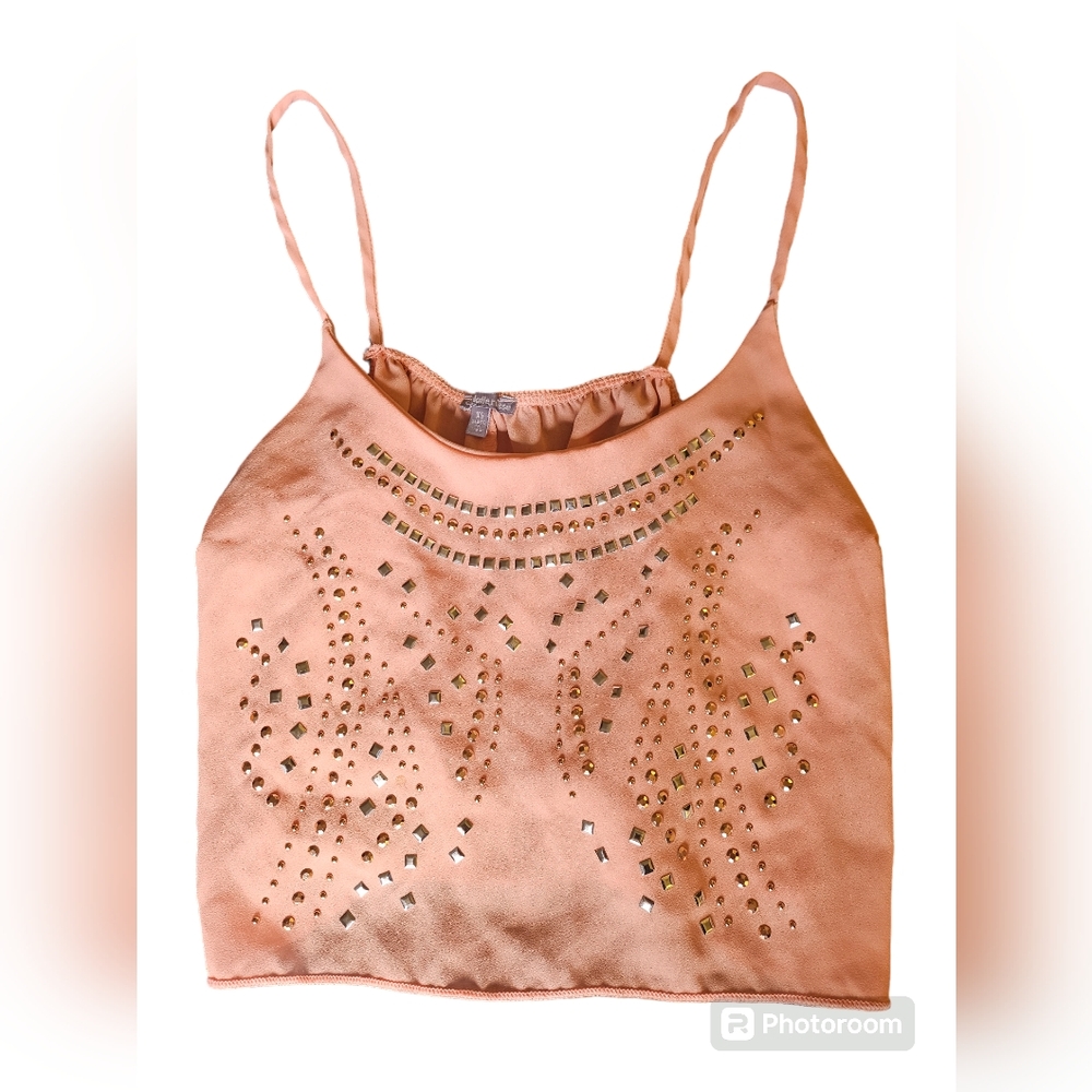 Womens Charlotte Russe Crop Top with Metal Details Size XS Flowy